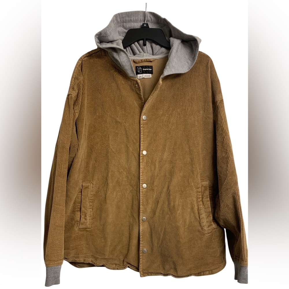 Original Use XXL‎ Tan Corduroy Cotton Casual Shacket Hooded